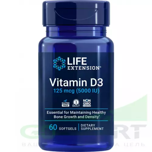  Life Extension Vitamin D3 125 mcg (5000 IU) 60 гелевых капсул