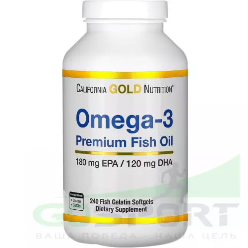 Омена-3 California Gold Nutrition Omega-3 Premium Fish Oil 240 капсул