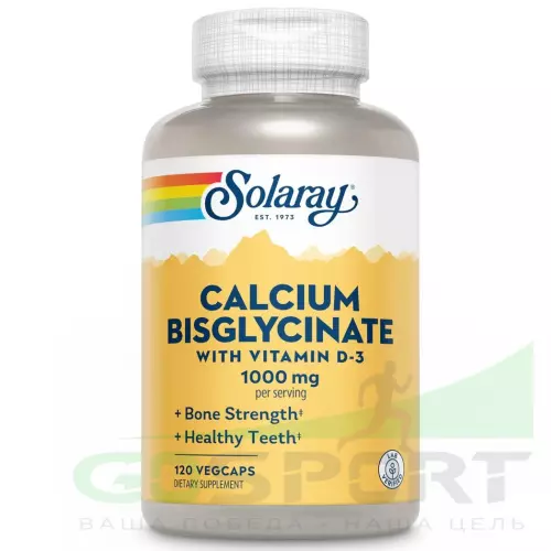  Solaray Calcium Bisglycinate (with D-3) 1000 mg 120 веган капсул