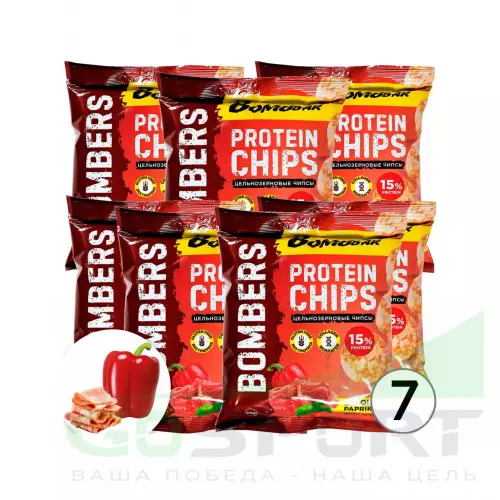  Bombbar Protein Chips 7 x 50 г, Бекон с паприкой