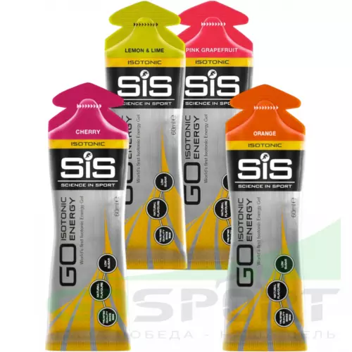 Гель питьевой SCIENCE IN SPORT (SiS) GO Isotonic Energy Gels 4 x 60 мл Микс, Апельсин, Вишня, Лимон-Лайм, Розовый грейпфрут