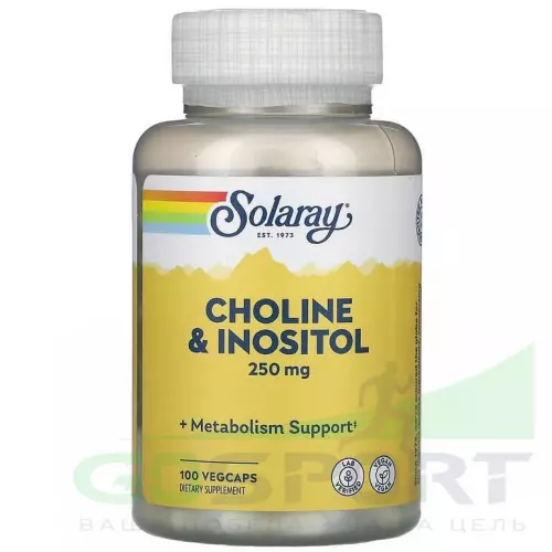  Solaray Choline & Inositol 250 mg 100 вегетарианских капсул