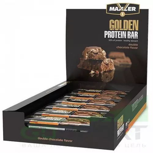 Протеиновый батончик MAXLER Golden Bar 12 х 65 г, Двойной шоколад