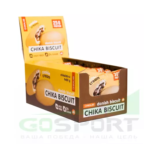 Протеиновый батончик Chikalab Бисквитное печенье Chika Biscuit 9 шт x 50 г, Датский бисквит