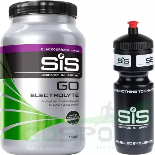 Изотоник SCIENCE IN SPORT (SiS) GO Electrolyte + Бутылочка черная 1 x 1600 г, Черная смородина