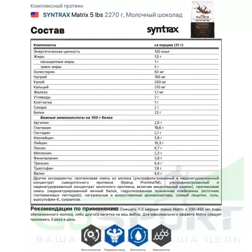  SYNTRAX Matrix 5 lbs 2270 г, Молочный шоколад