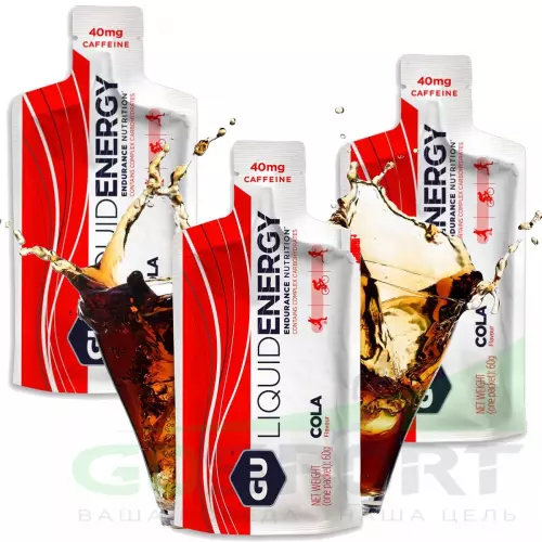 Гель питьевой GU ENERGY GU Liquid Enegry Gel caffeine 3 саше x 60 g, Кола