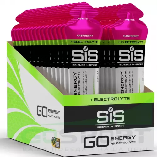 Гель питьевой SCIENCE IN SPORT (SiS) Go Energy + Electrolyte Gels 30 x 60 мл + электролит, Малина