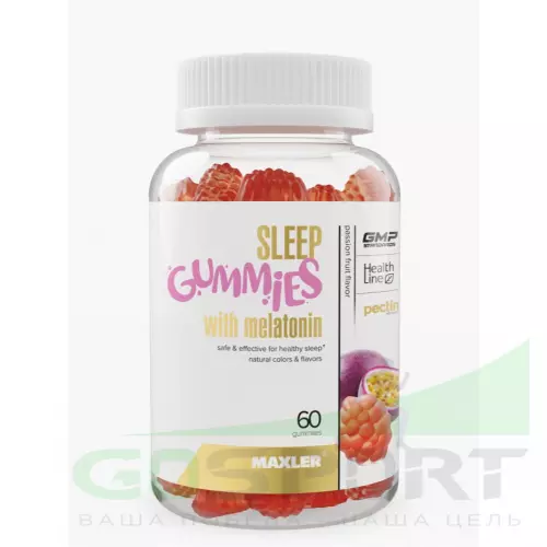  MAXLER Sleep Gummies w Melatonin 60 жевательных конфет, Маракуйя