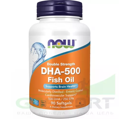 Омена-3 NOW FOODS DHA-500 mg Fish Oil 90 гелевые капсулы