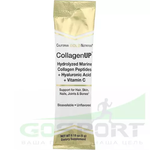  California Gold Nutrition CollagenUP Marine Sourced Peptides + Hyaluronic Acid + Vitamin C 10 x 5.16 г, Нейтральный