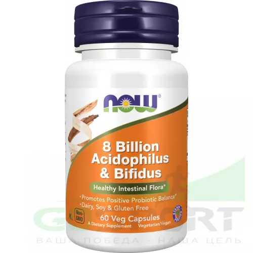Пробиотик NOW FOODS 8 Billion Acidophilus Bifidus 60 веган капсул