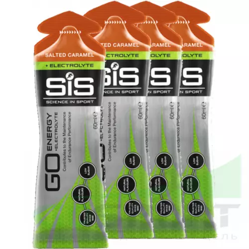 Гель питьевой SCIENCE IN SPORT (SiS) Go Energy + Electrolyte Gels 4 x 60 мл + электролиты, Соленая карамель