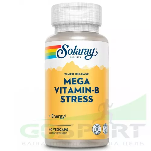  Solaray Mega Vitamin B-Stress, Timed-R 60 веган капсул