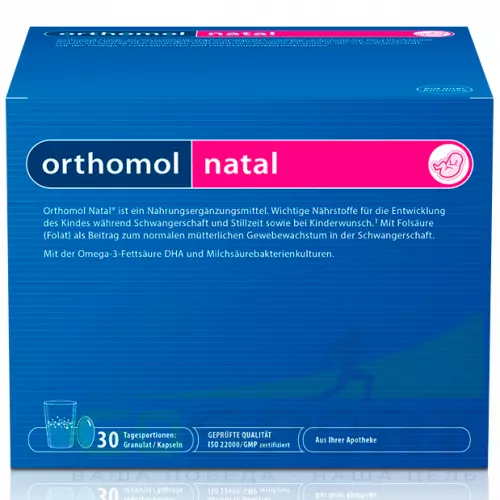 Витамины для женщин Orthomol Orthomol Natal (порошок+капсулы) курс 30 дней, Нейтральный