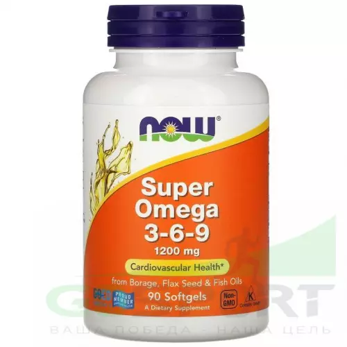 Omega 3 NOW FOODS Super Omega 3-6-9 - Омега 3-6-9 1200 мг 90 Гелевые капсулы, Нейтральный