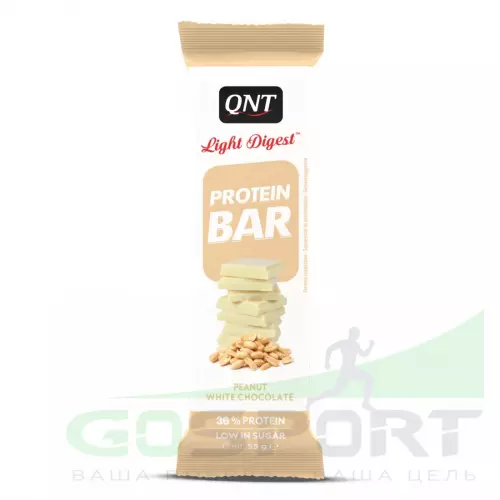 Протеиновый батончик QNT Light Digest Protein Bar 55 г, Арахис - Белый шоколад