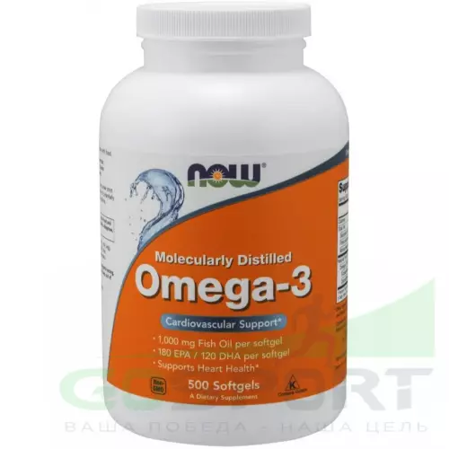 Omega 3 NOW FOODS Omega-3 - Омега 3 1000 мг 500 гелевых капсул, Нейтральный