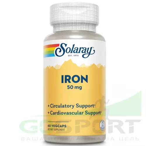  Solaray Iron 50 mg 60 веган капсул