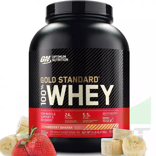 Сывороточный протеин OPTIMUM NUTRITION 100% Whey Gold Standard 2270 г, Клубника-банан