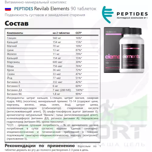  PEPTIDES Revilab Elements 90 таблеток