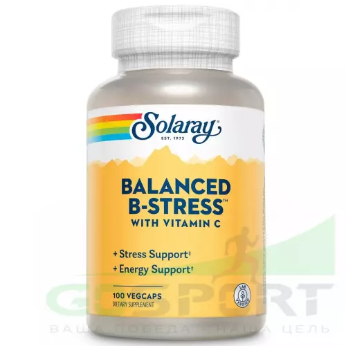  Solaray Balanced B-Stress With Vitamin C 100 веган капсул