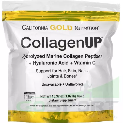  California Gold Nutrition CollagenUP Marine Sourced Peptides + Hyaluronic Acid + Vitamin C 464 г, Нейтральный