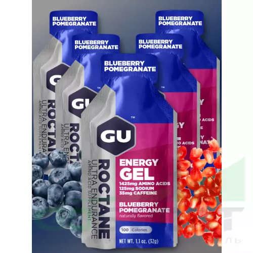 Гель питьевой GU ENERGY GU ROCTANE ENERGY GEL 35mg caffeine 5 x 32 г, Черника-Гранат