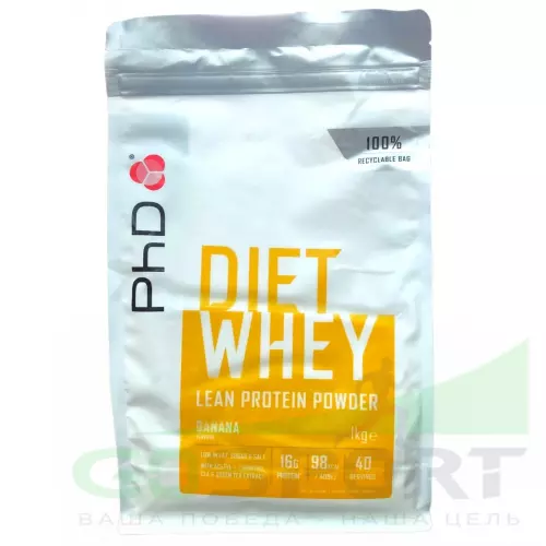  PhD Nutrition Diet Whey Lean protein Powder 1000 г, Банан