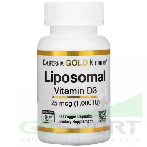  California Gold Nutrition Liposomal Vitamin D3 1000 IU 60 вегетарианских капсул