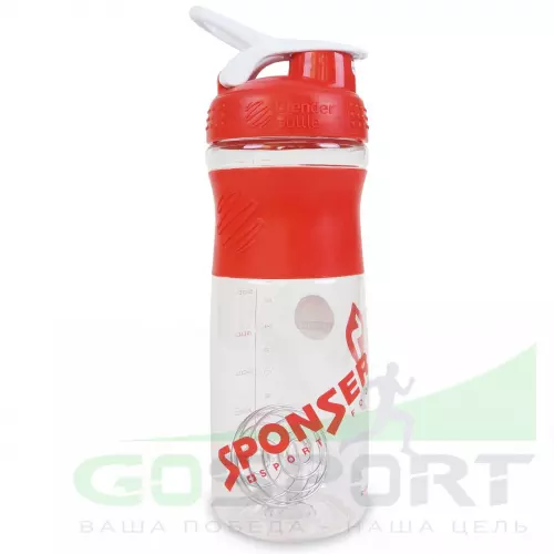  SPONSER BLENDER BOTTLE 828 мл / 28 oz, Прозрачная бутылка с красным