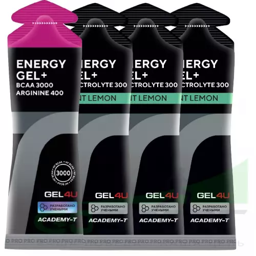 Гель питьевой GEL4U Energy Gel+electrolyte 300 4 х 60 г, Лесные ягоды, лимон и мята
