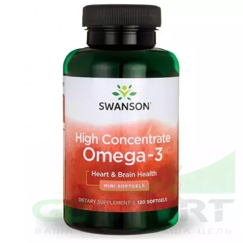 Омена-3 Swanson High Concentrate Omega 3 120 гелевых капсул, Нейтральный