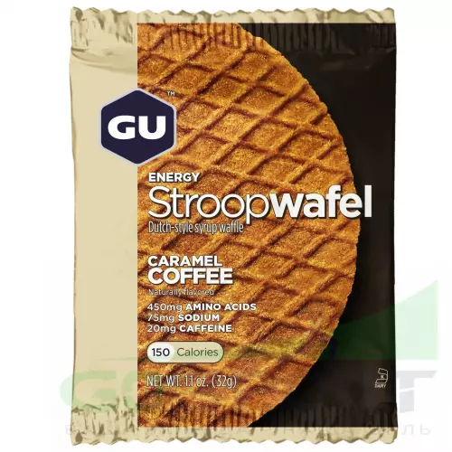 Энергетический батончик GU ENERGY GU ENERGY STROOPWAFEL 20mg caffeine 1 упак. x 16 шт, Карамель-Кофе