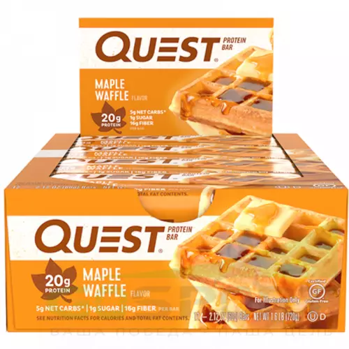 Протеиновый батончик Quest Nutrition Quest Bar 12 x 60 г, Вафли с кленовым сиропом