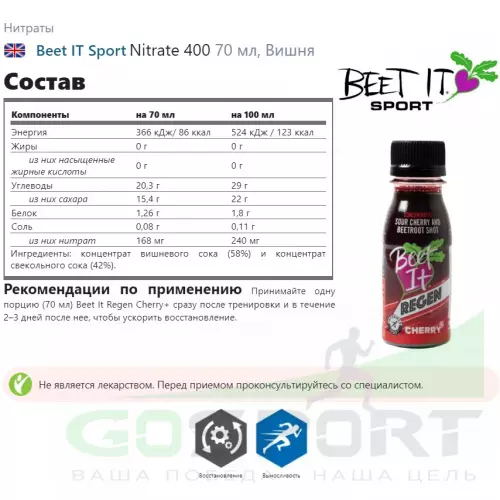  Beet IT Sport Nitrate 400 3 х 70 мл, Вишня