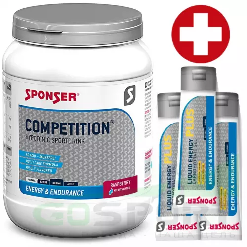 Гипотоник SPONSER COMPETITION + 3 x LIQUID ENERGY PLUS 70 г 1000 г + 3 геля, Малина