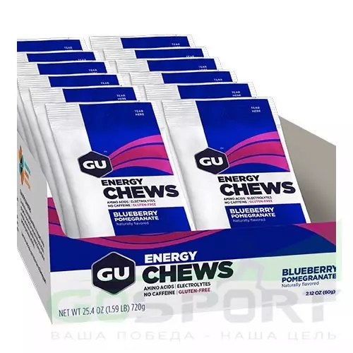  GU ENERGY Мармеладки GU Energy Chews 12 x 8 конфет, Черника-Гранат