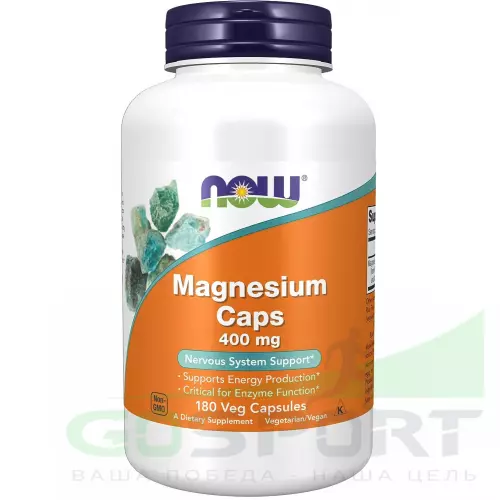  NOW FOODS Magnesium Caps 400 mg 180 веган капсул