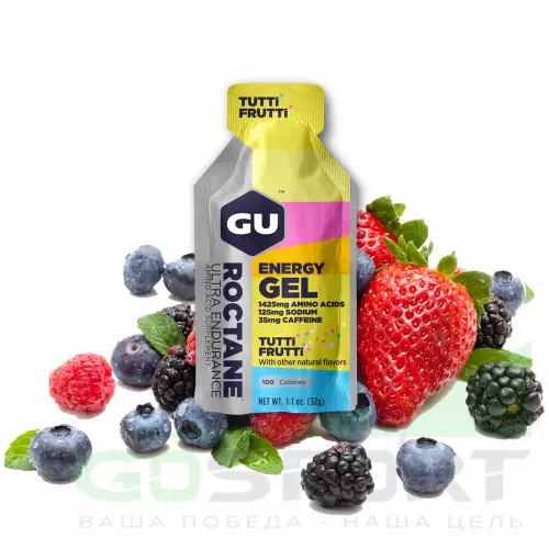 Гель питьевой GU ENERGY GU ROCTANE ENERGY GEL 35mg caffeine 1 стик x 32 г, Тутти-Фрутти