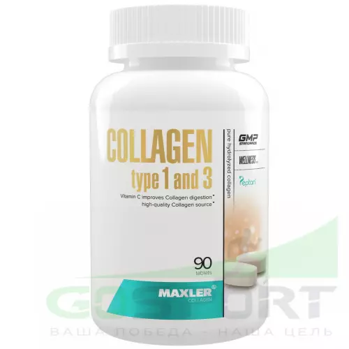  MAXLER Collagen type 1 and 3 90 таблеток, Нейтральный