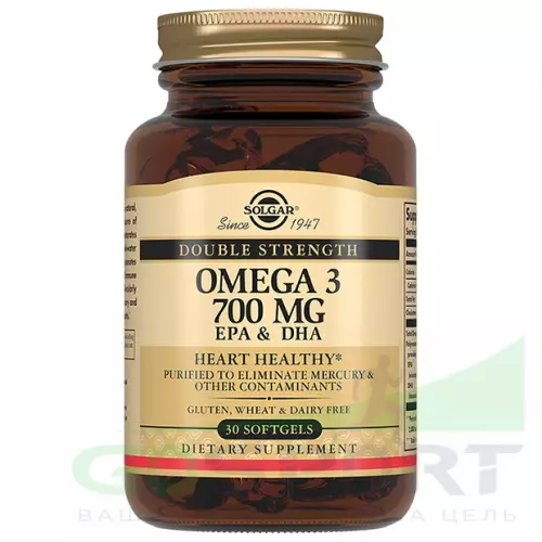 Омена-3 Solgar Omega 3 700 mg Double Strength 30 капсул