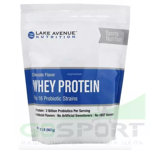  Lake Avenue Nutrition Whey Protein Plus 16 Probiotic Strains 907 г, Шоколад
