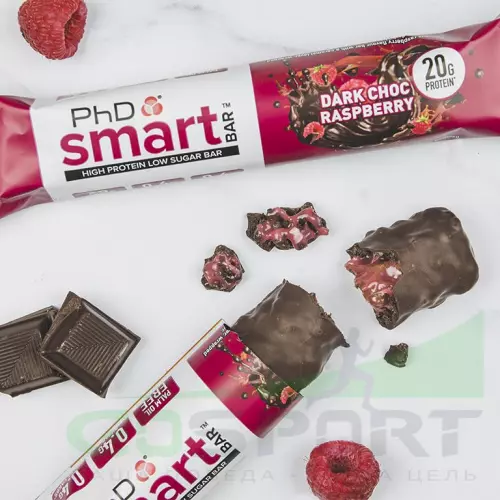 Протеиновый батончик PhD Nutrition Smart Bar 64 г, Тёмный шоколад / Малина