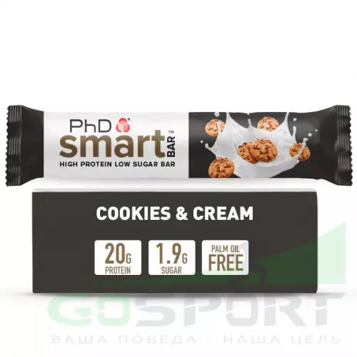 Протеиновый батончик PhD Nutrition Smart Bar 12 x 64 г, Печенье и Сливки