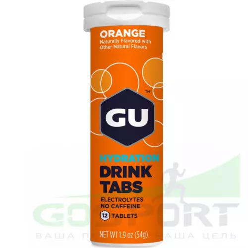 Изотоник GU ENERGY GU HYDRATION DRINK TABS 1 туба, Апельсин