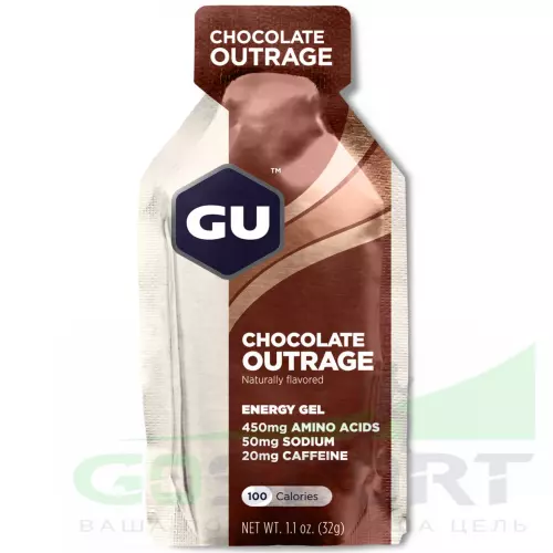 Энергетический гель GU ENERGY GU ORIGINAL ENERGY GEL 20mg caffeine 1 стик x 32 г, Шоколадное безумие