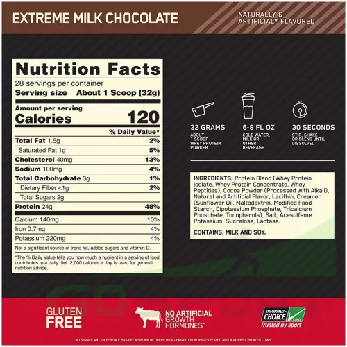  OPTIMUM NUTRITION 100% Whey Gold Standard 912 г, Молочный шоколад
