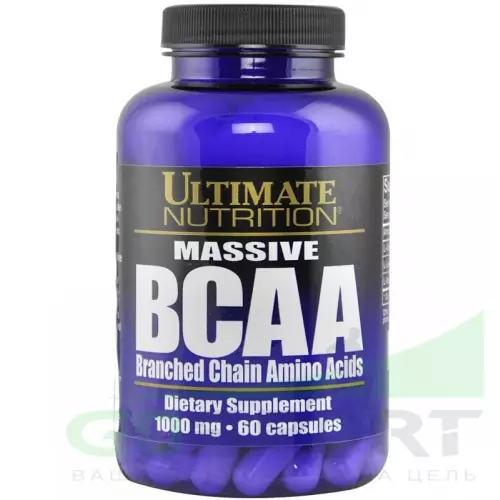 БСАА Ultimate Nutrition Massive BCAA 1000 мг 60 капсул, нейтральный