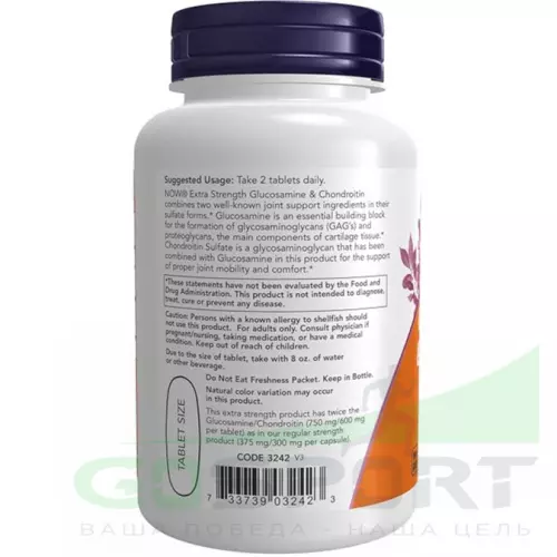  NOW FOODS Glucosamine & Chondroitin 750 мг / 600 мг 60 таблеток